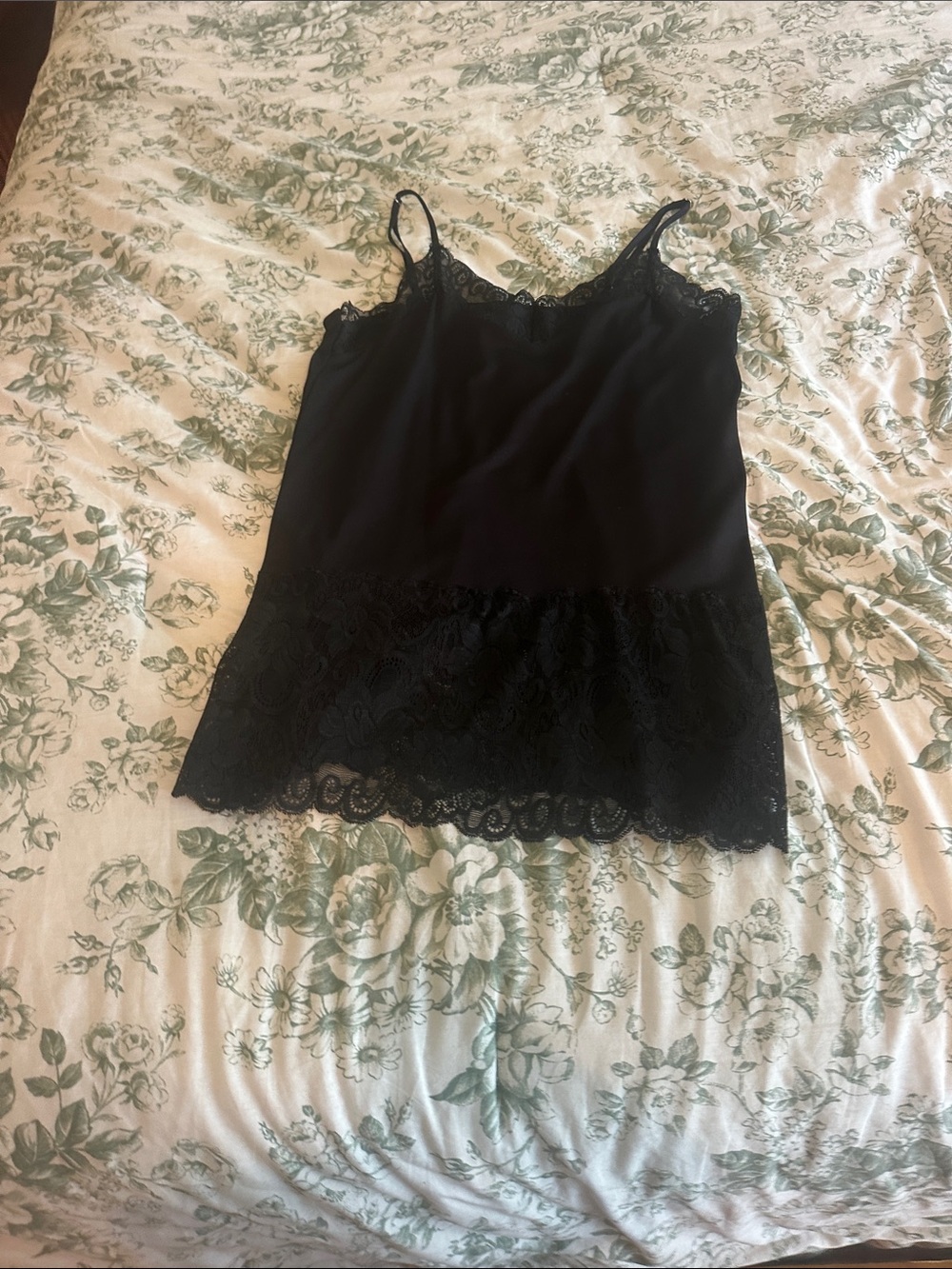 White House Black Market Black Lace-Trim Camisole